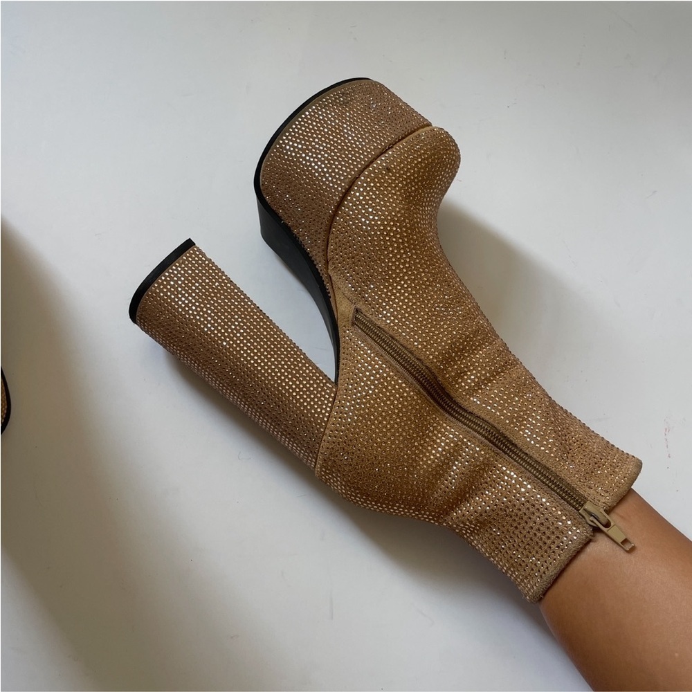 Gold Rhinestone Platform High Heels - Picture 13 of 14